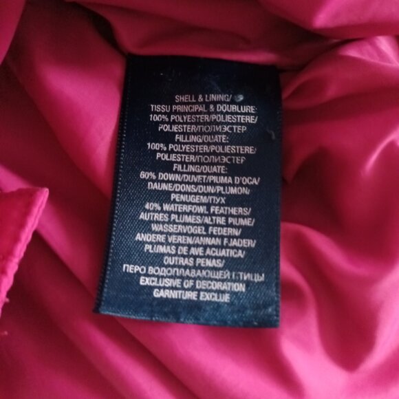 Ralph Lauren Girls Bright Pink Down and Feather Hooded Puffer Jacket Size M/8-10 - Picture 8 of 12